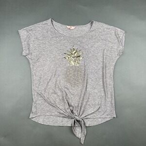 SJS Gray Top Short Women's Medium Sleeve Pineapple Design